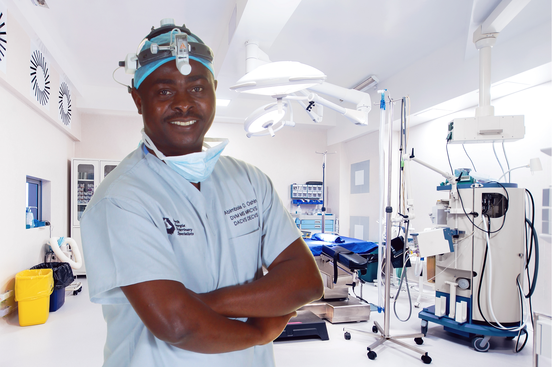 Dr. Abimbola Oshin in an operating room.