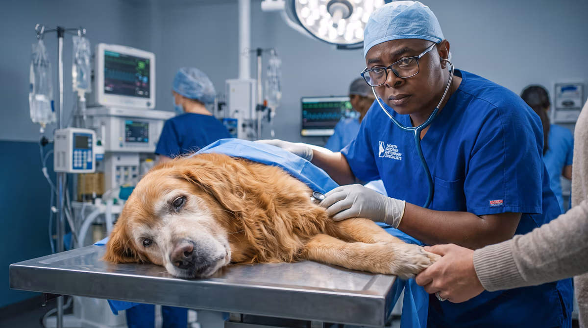 Sitemap 29 Elderly Golden Retriever lying in a veterinary clinic — hero image for Hemoabdomen in Dogs emergency guide by Dr. Abimbola Oshin